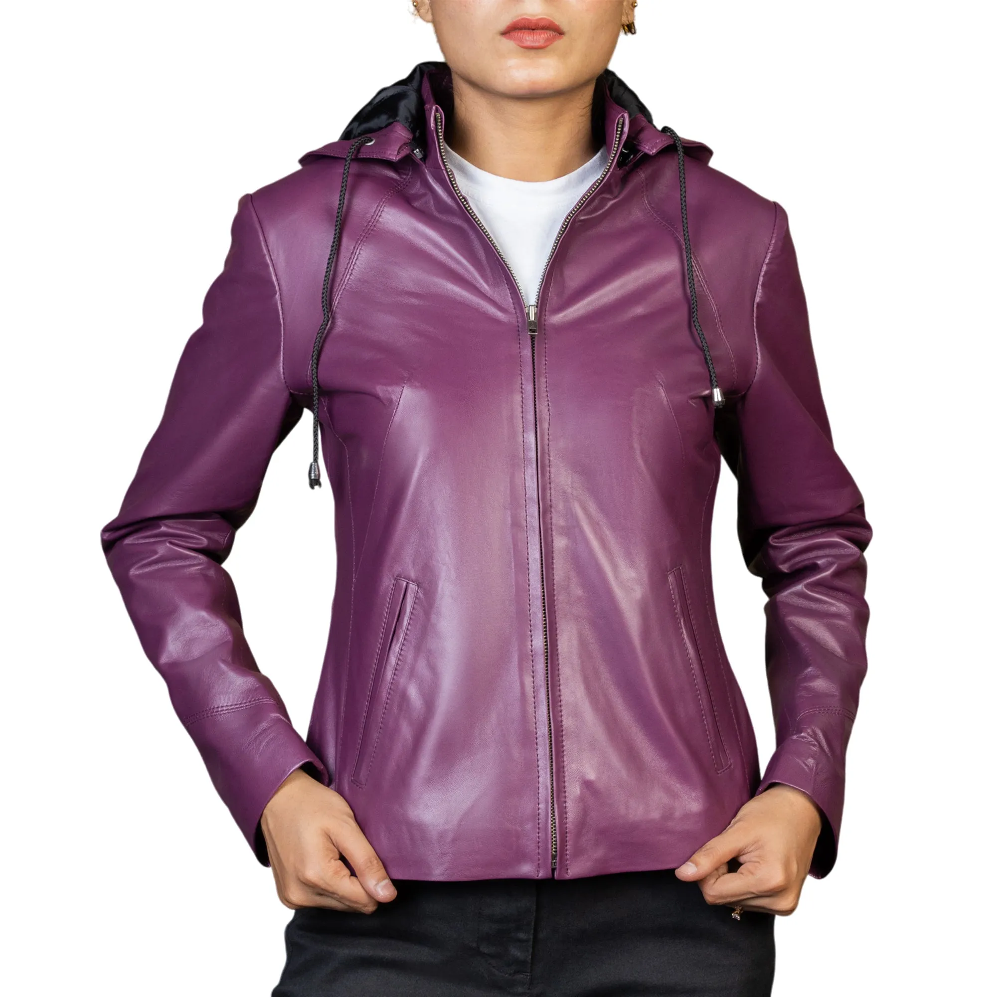 Jenny Hooded Womens Leather Jacket