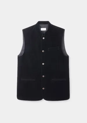 Jet Black Velvet Nehru Waistcoat