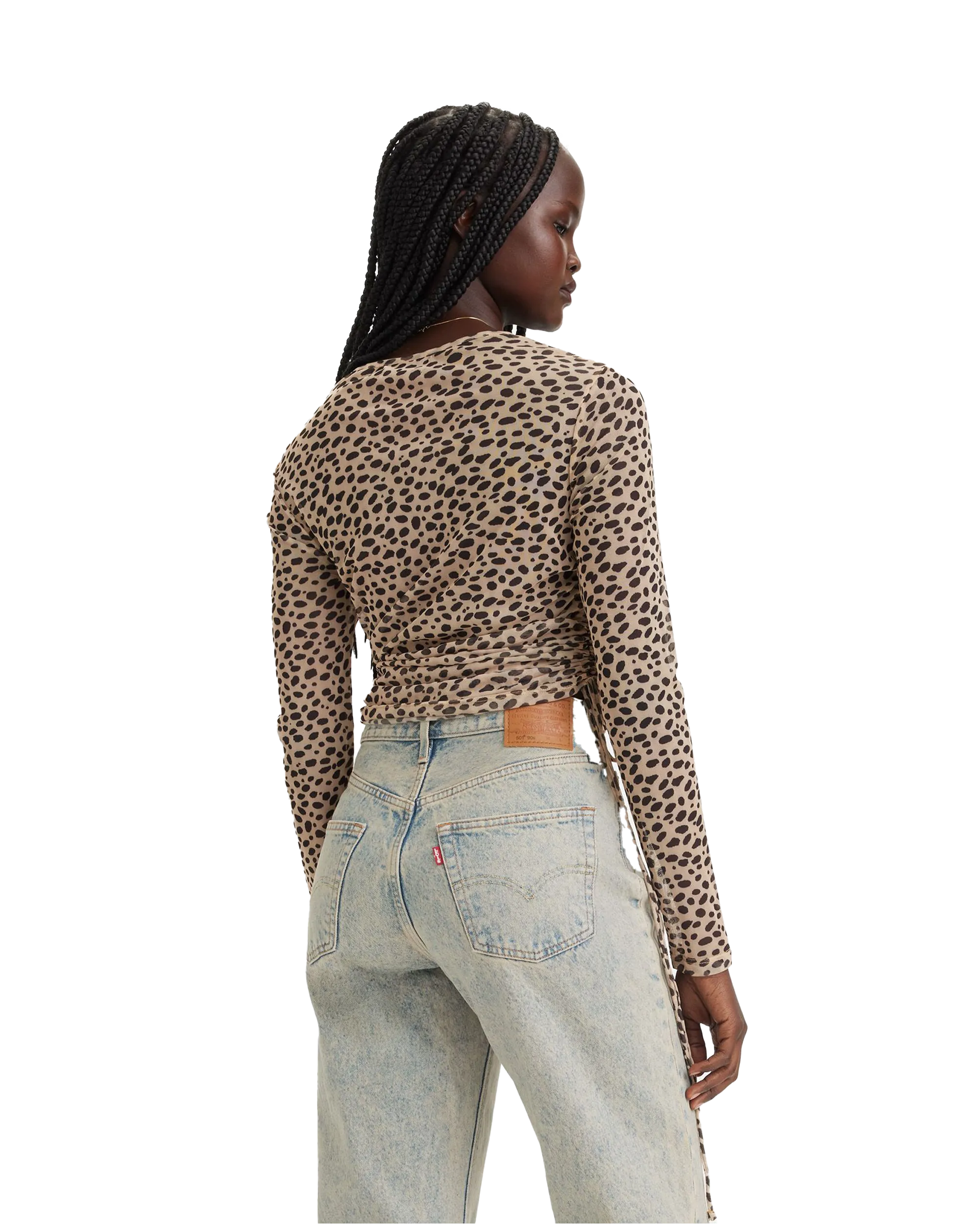 Jewel Mesh Top in Leopard Almond Buff