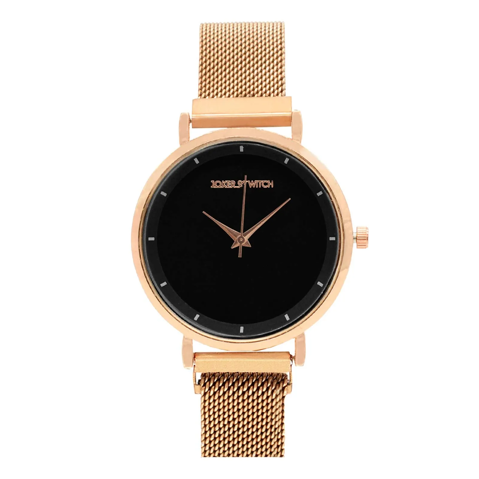 Joker and Witch Lexi Black Dial Rose Gold Magnetic Watch for Women