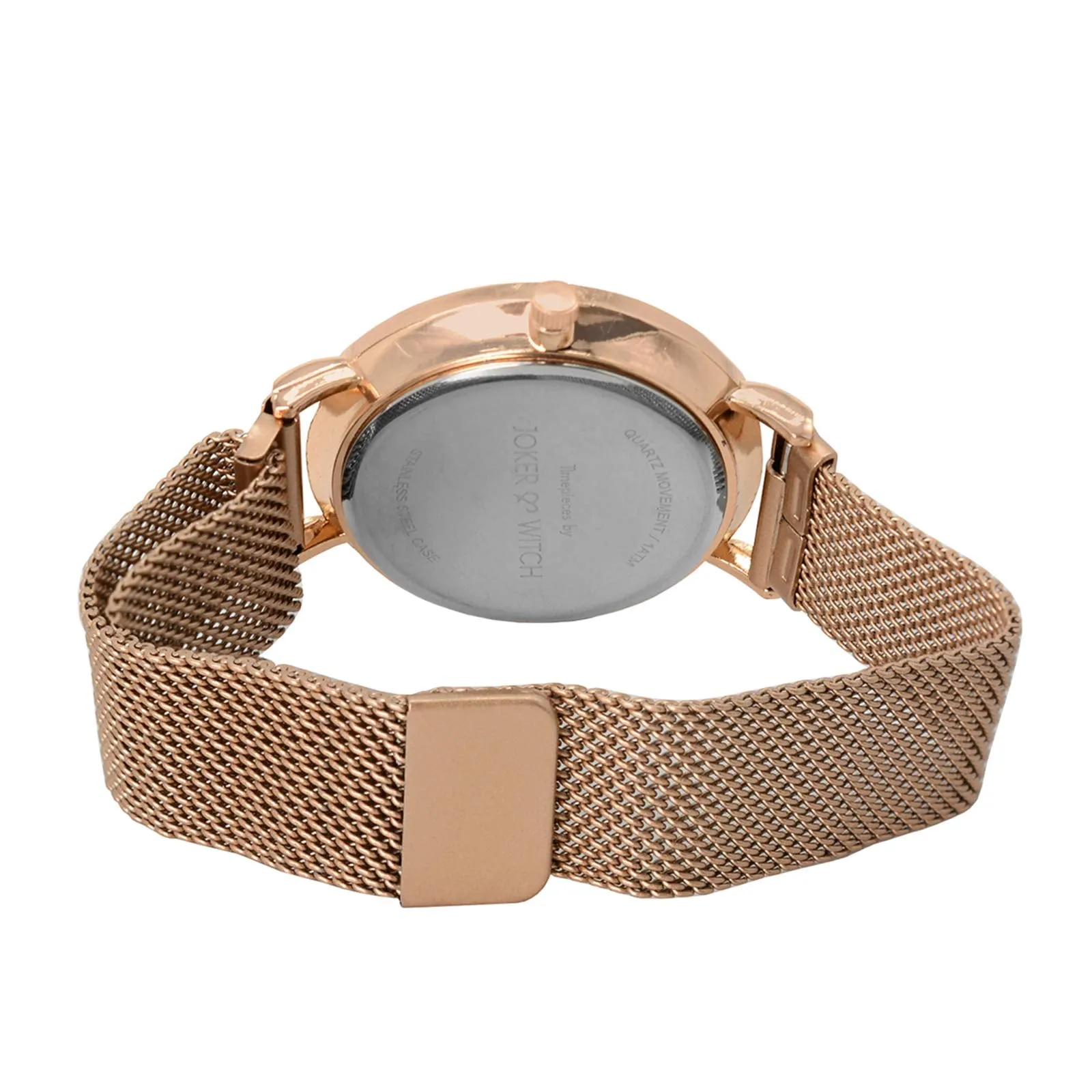 Joker and Witch Lexi Black Dial Rose Gold Magnetic Watch for Women