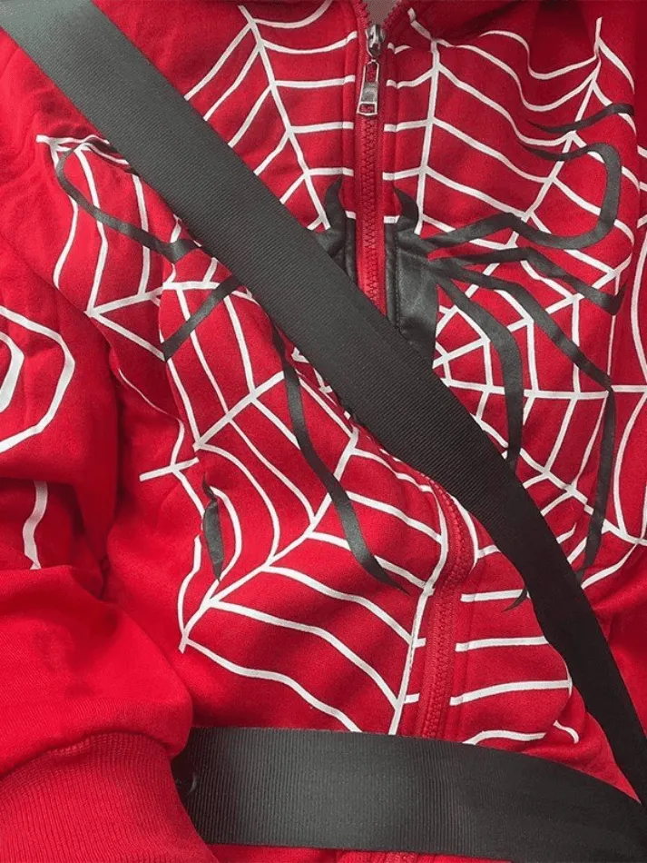 Joskaa Spider Print Zip-Up Hoodie