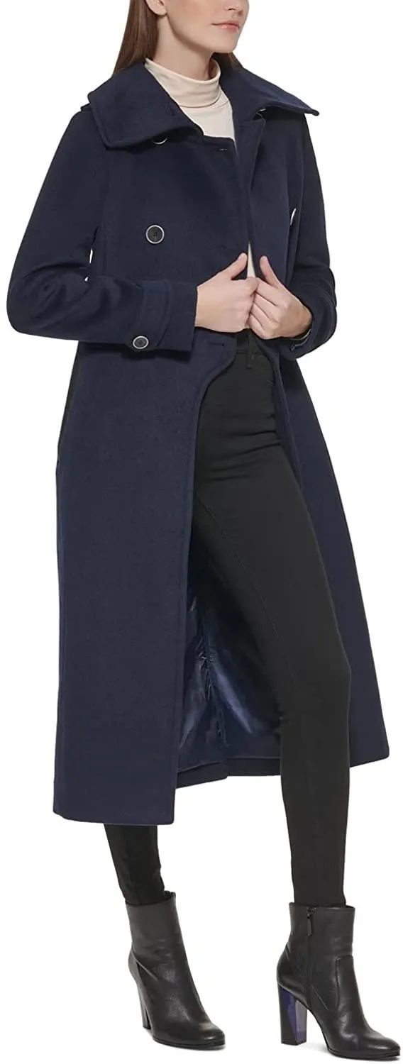 Kenneth Cole New York Womenâ€™s Double Breasted Luxury Wool-Blend Full Length Maxi Coat