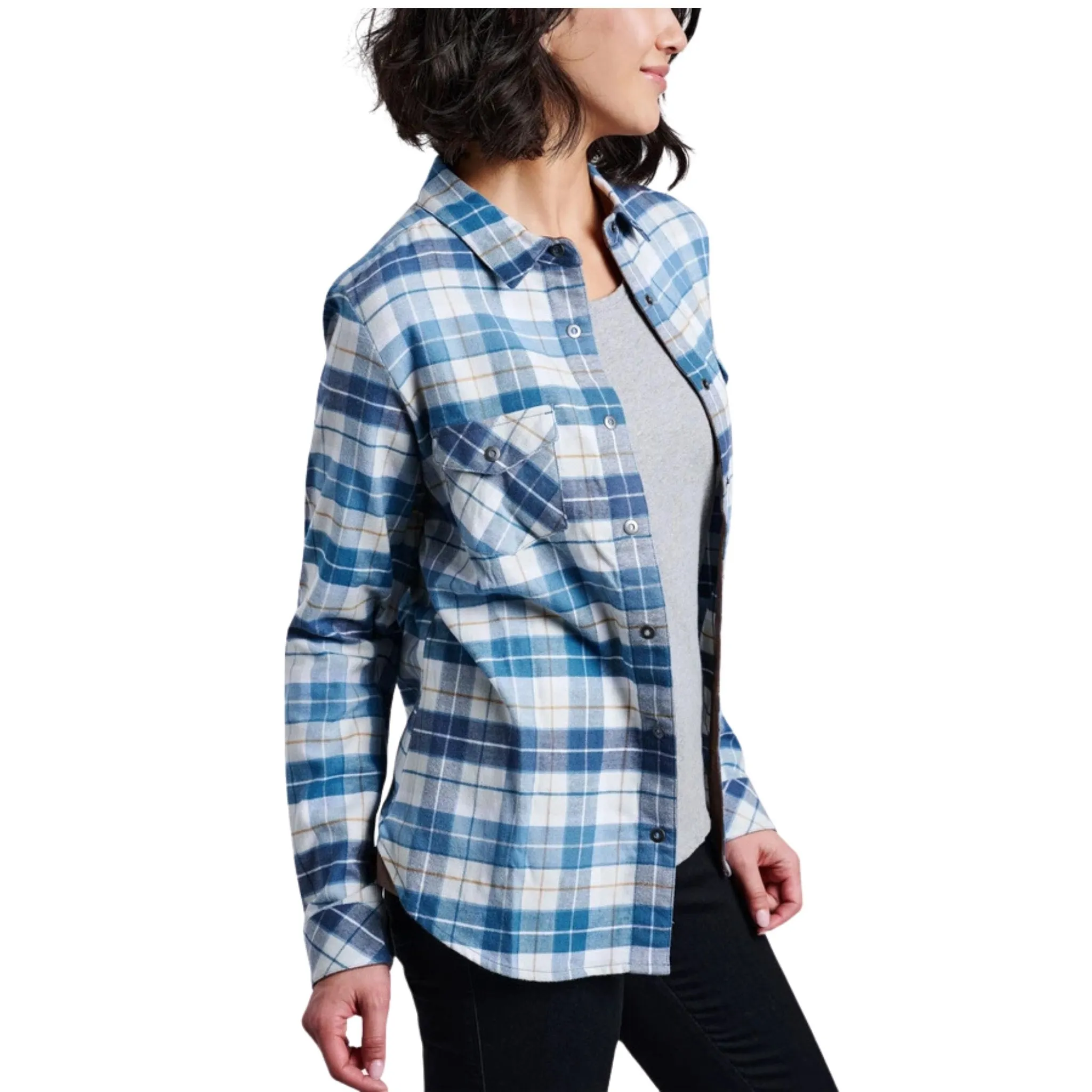 Kuhl Women's Tess Flannel Long Sleeve Shirt - Dusty Blue