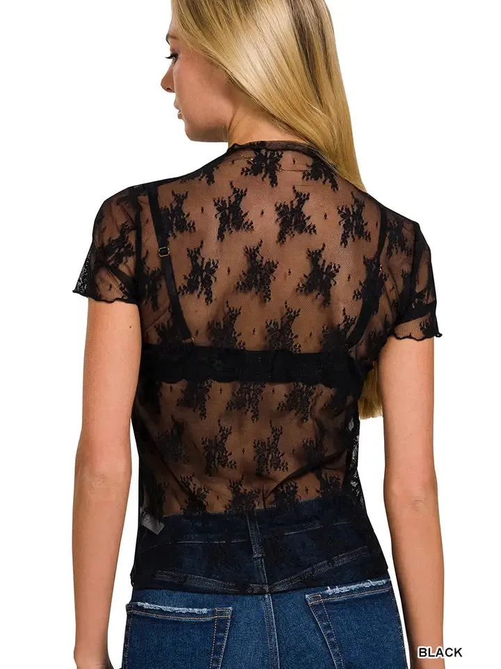 Lace See-Through Layering Top