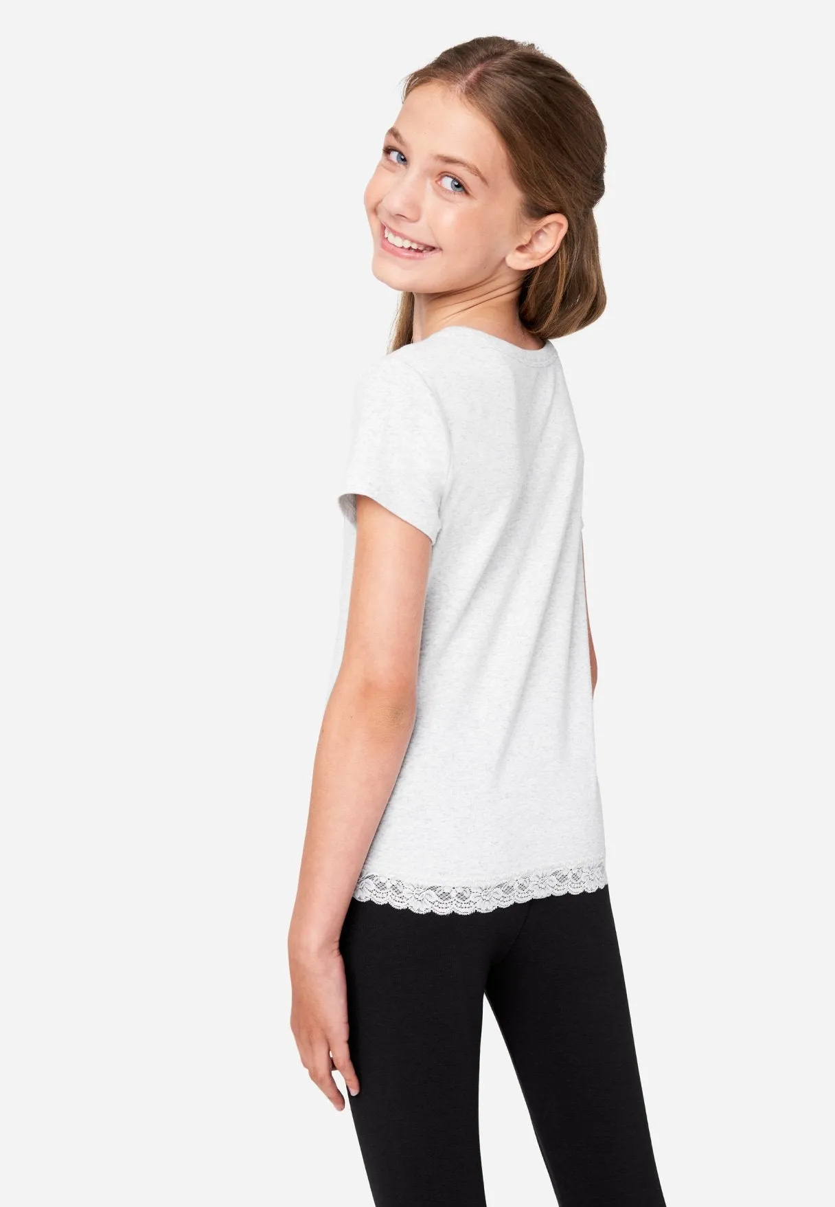 Lace-Trim Scoop Neck Tee