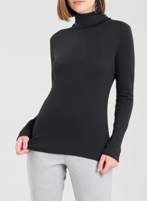 Layering Jersey Black Turtleneck