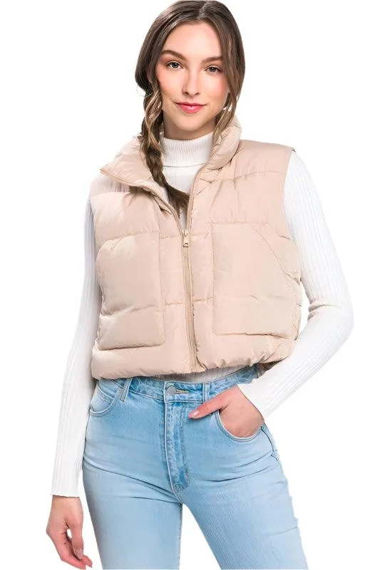 Layering Puffer Vest With Pockets