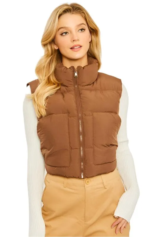 Layering Puffer Vest With Pockets