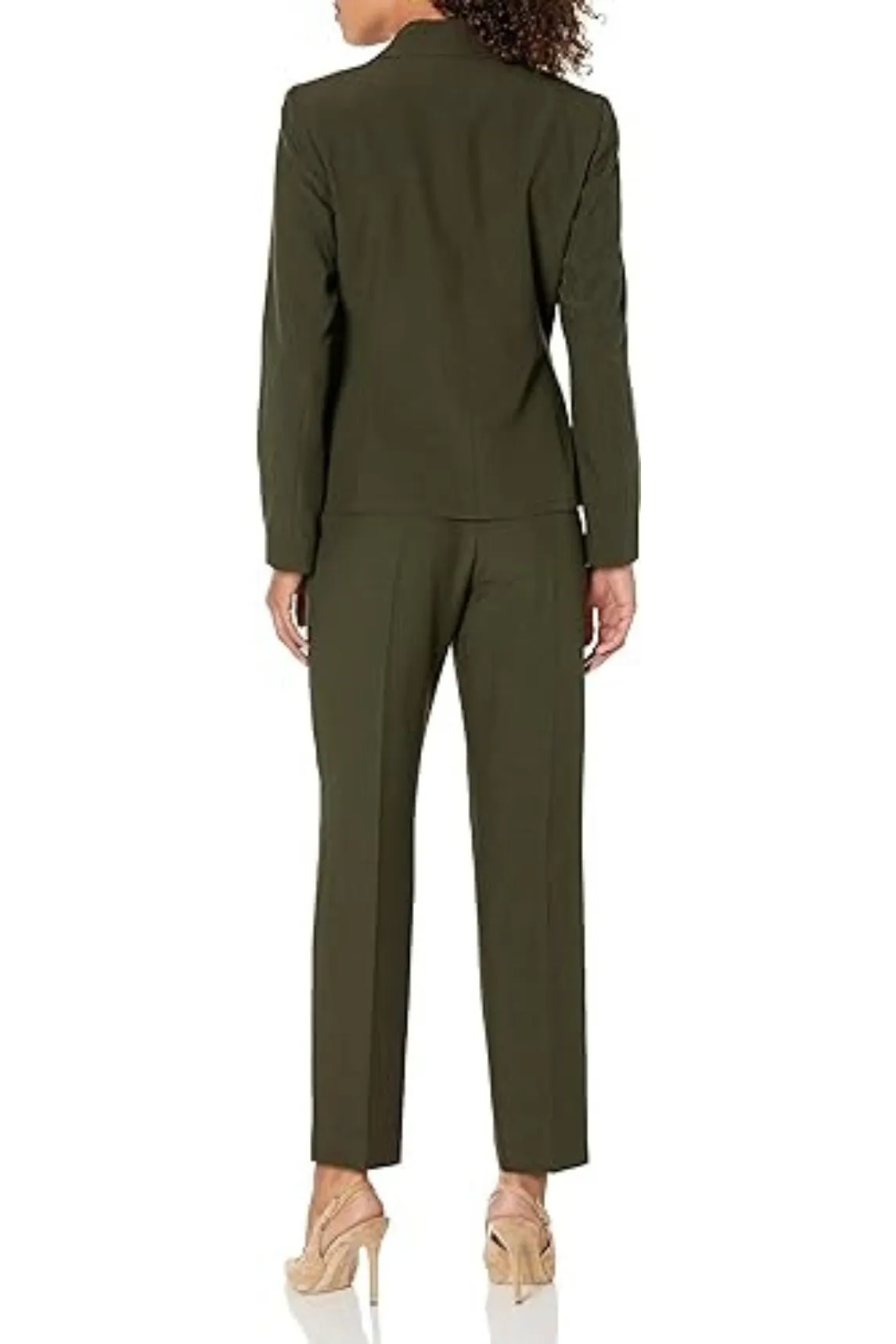 Le Suit Stretch Crepe One Button Pant Suit Set