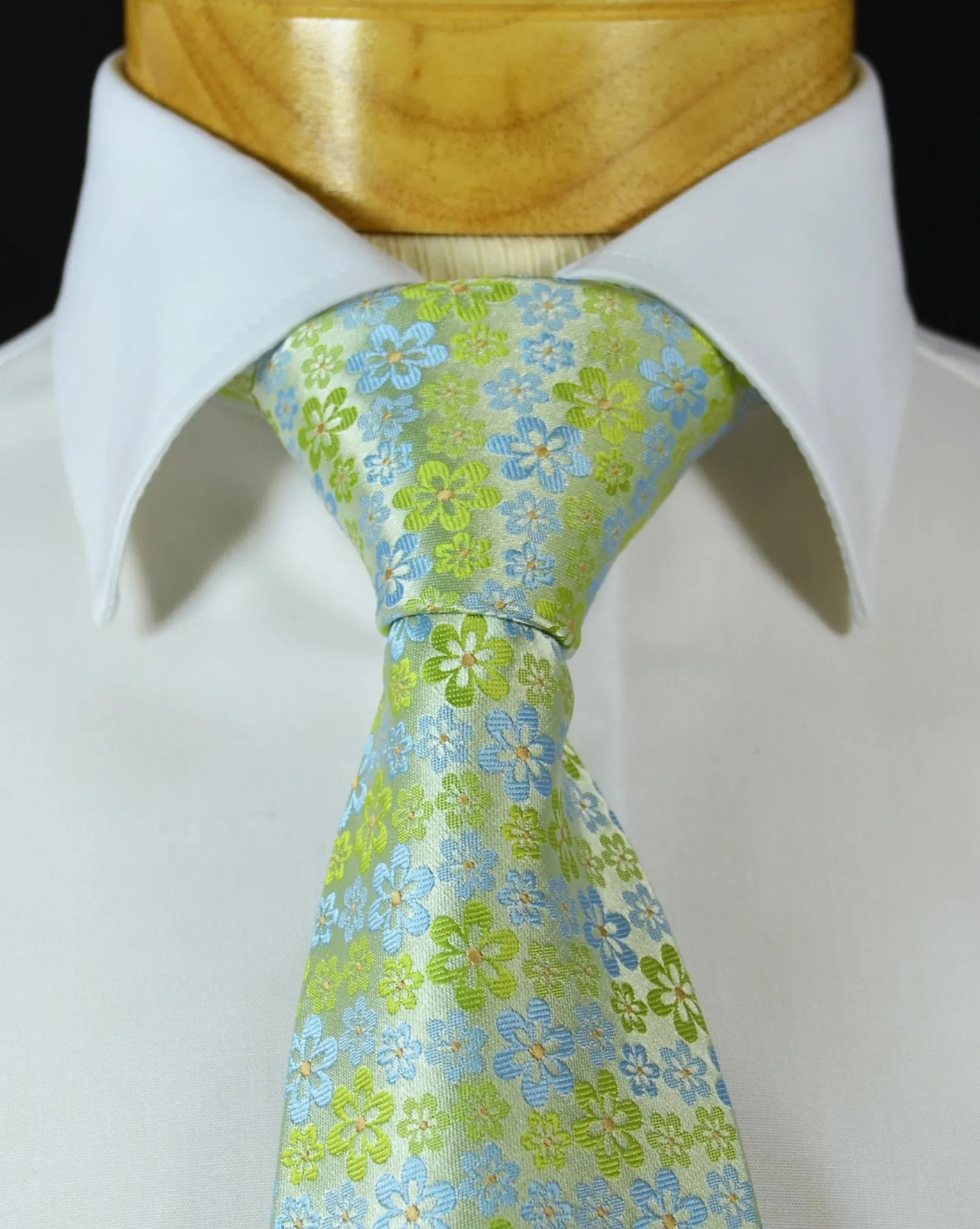 Lime Green and Blue Floral Men's Necktie