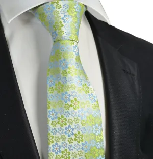 Lime Green and Blue Floral Men's Necktie