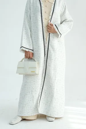 Lina Chic Boucle Open Abaya 908-White