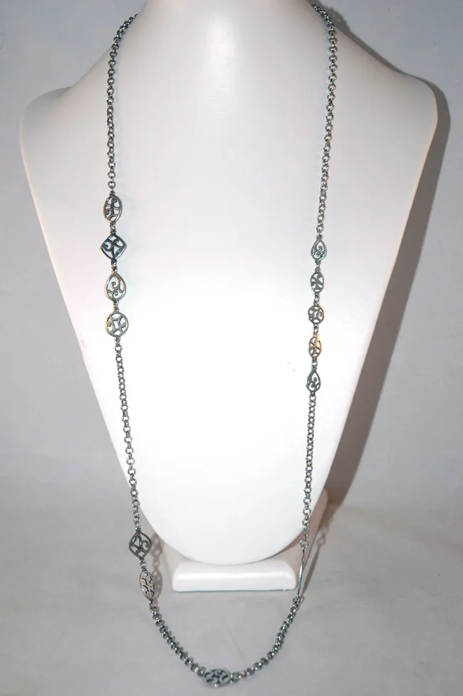 Long silver layering necklace