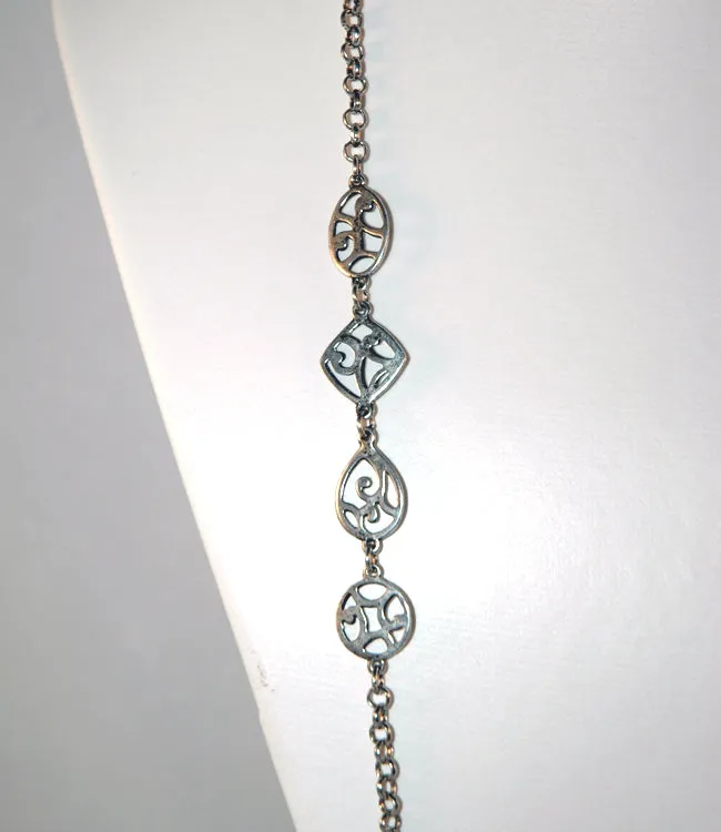 Long silver layering necklace