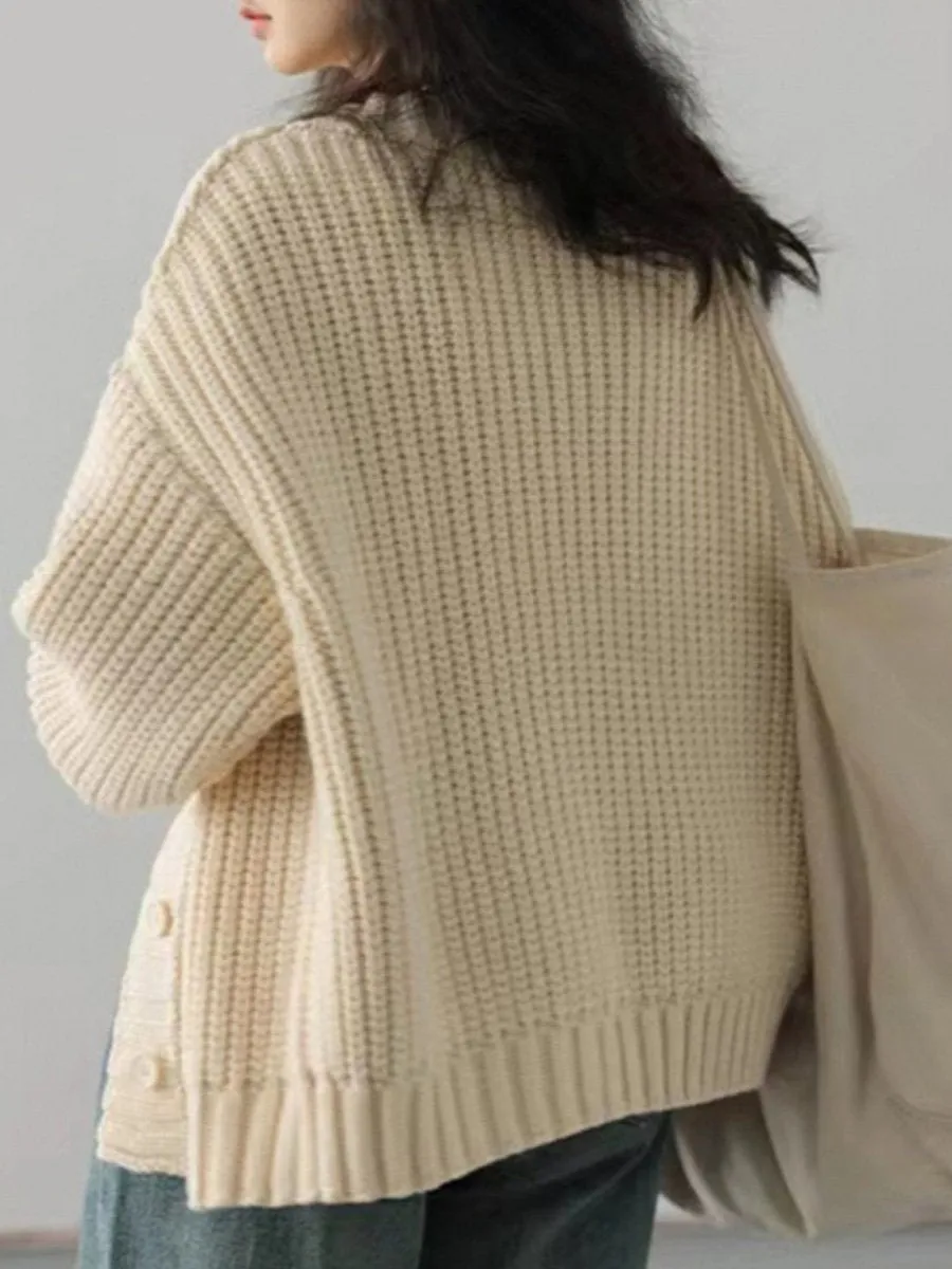 Loose V-neck Chunky Australian Wool Knitted Cardigan