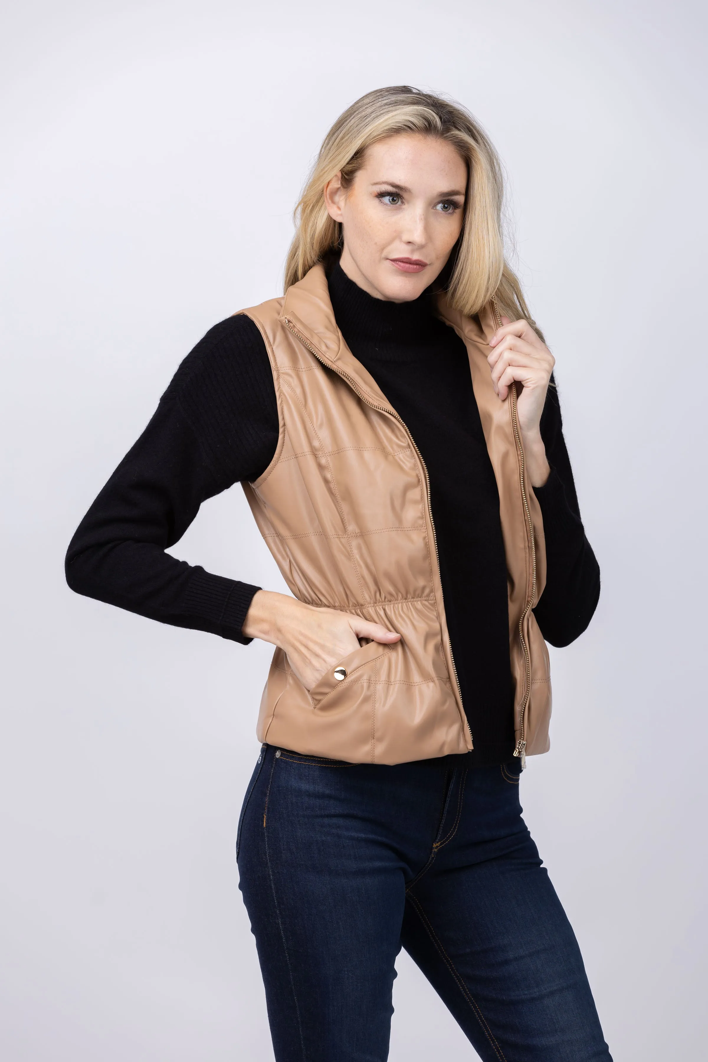 Love Token Chloe Puffer Vest in Camel