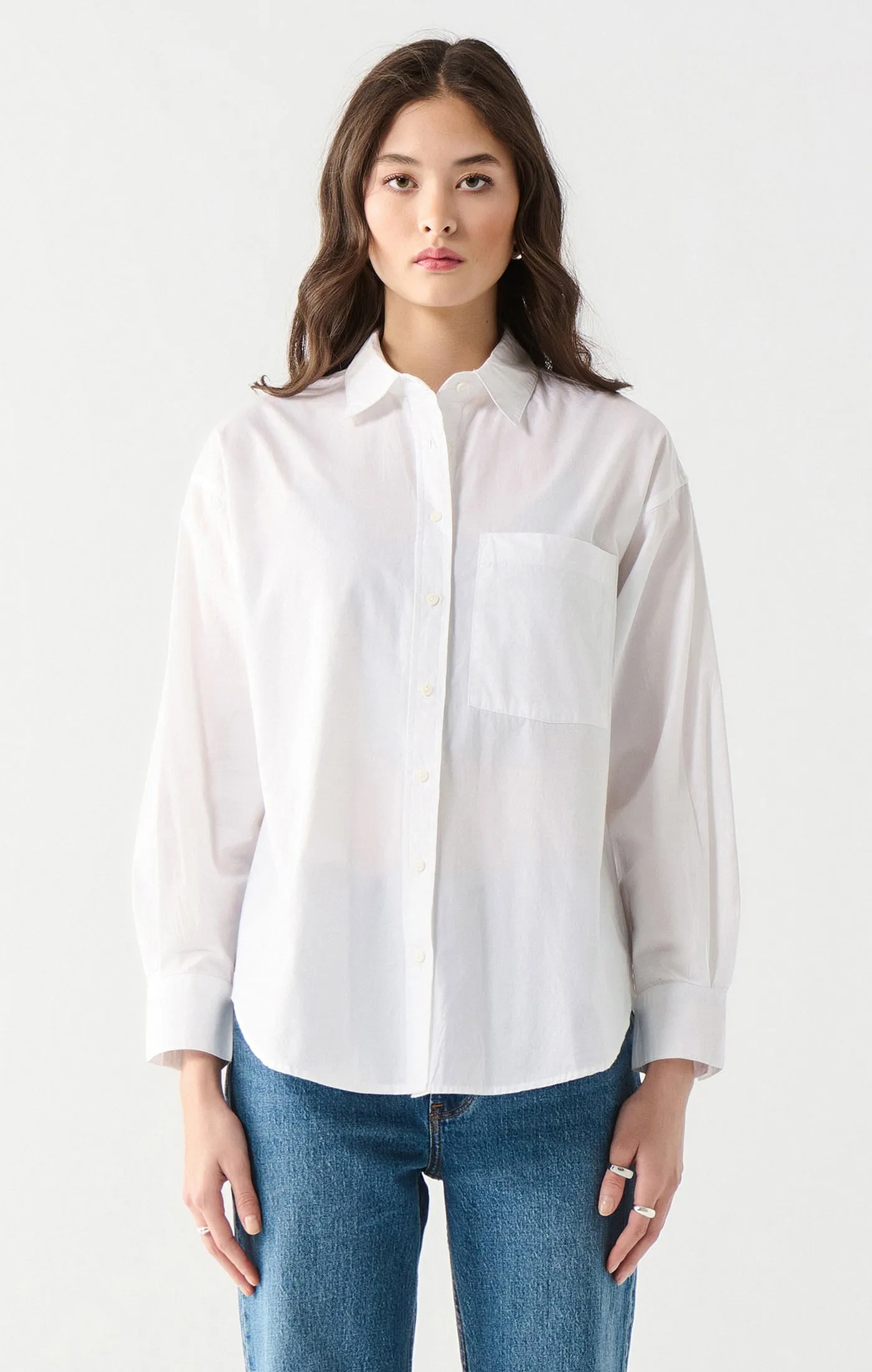 Ls Poplin Button Front Shirt