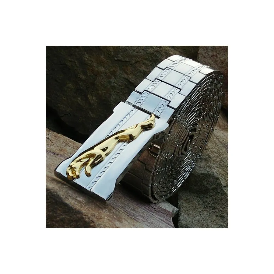 LuxeMetal Exotic Texture Steel Buckle Belt