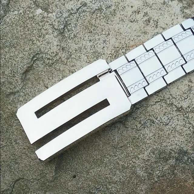 LuxeMetal Exotic Texture Steel Buckle Belt