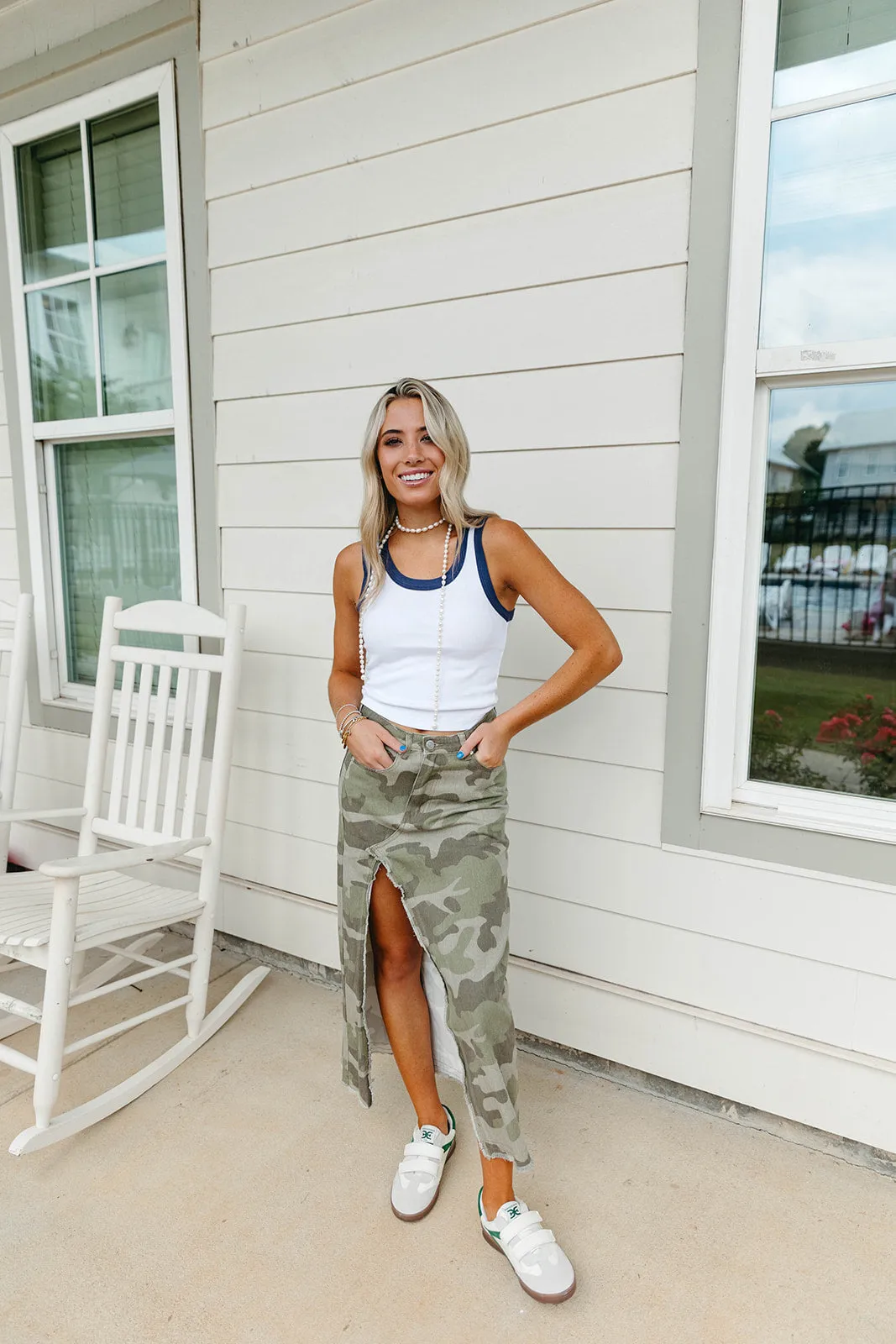 Make Things Interesting Maxi Skirt - Camo