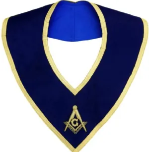 Masonic Master Mason Collar Gold on Blue Velvet Hand Embroidered