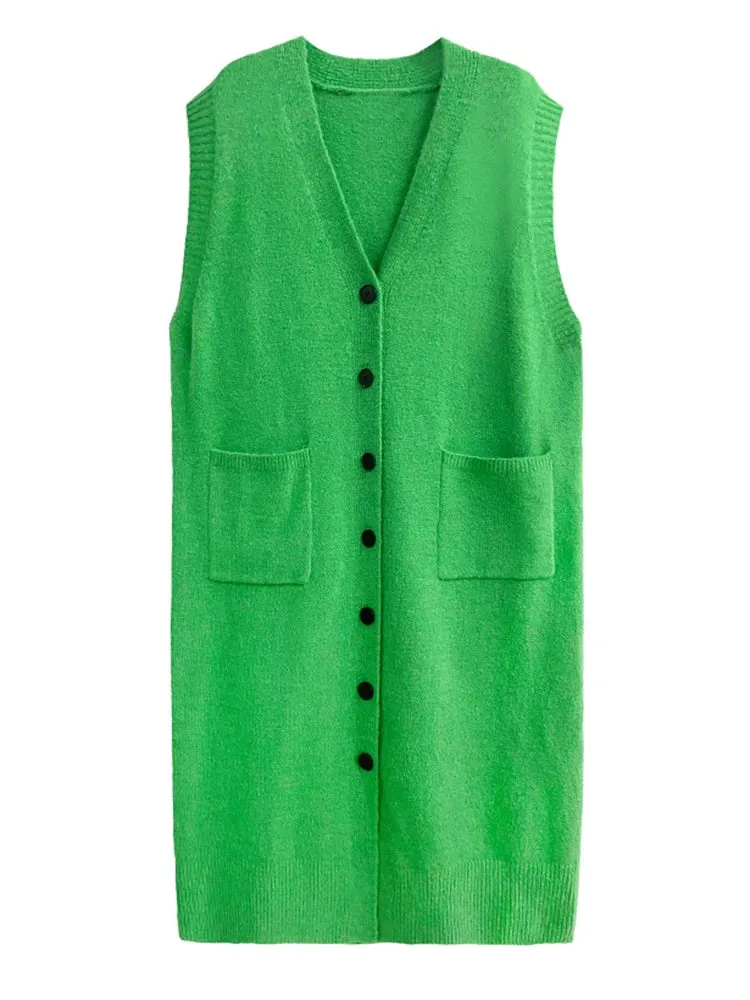 Maxi Punky Vest with Button Closure - Relaxed Fit, Sleeveless, Available in Mint Green, Pink & Black