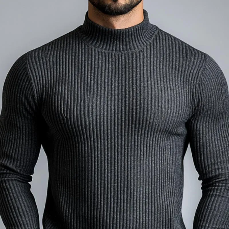 Men's Classic Casual Half Turtleneck Knitted Long Sleeve T-Shirt 33341720K