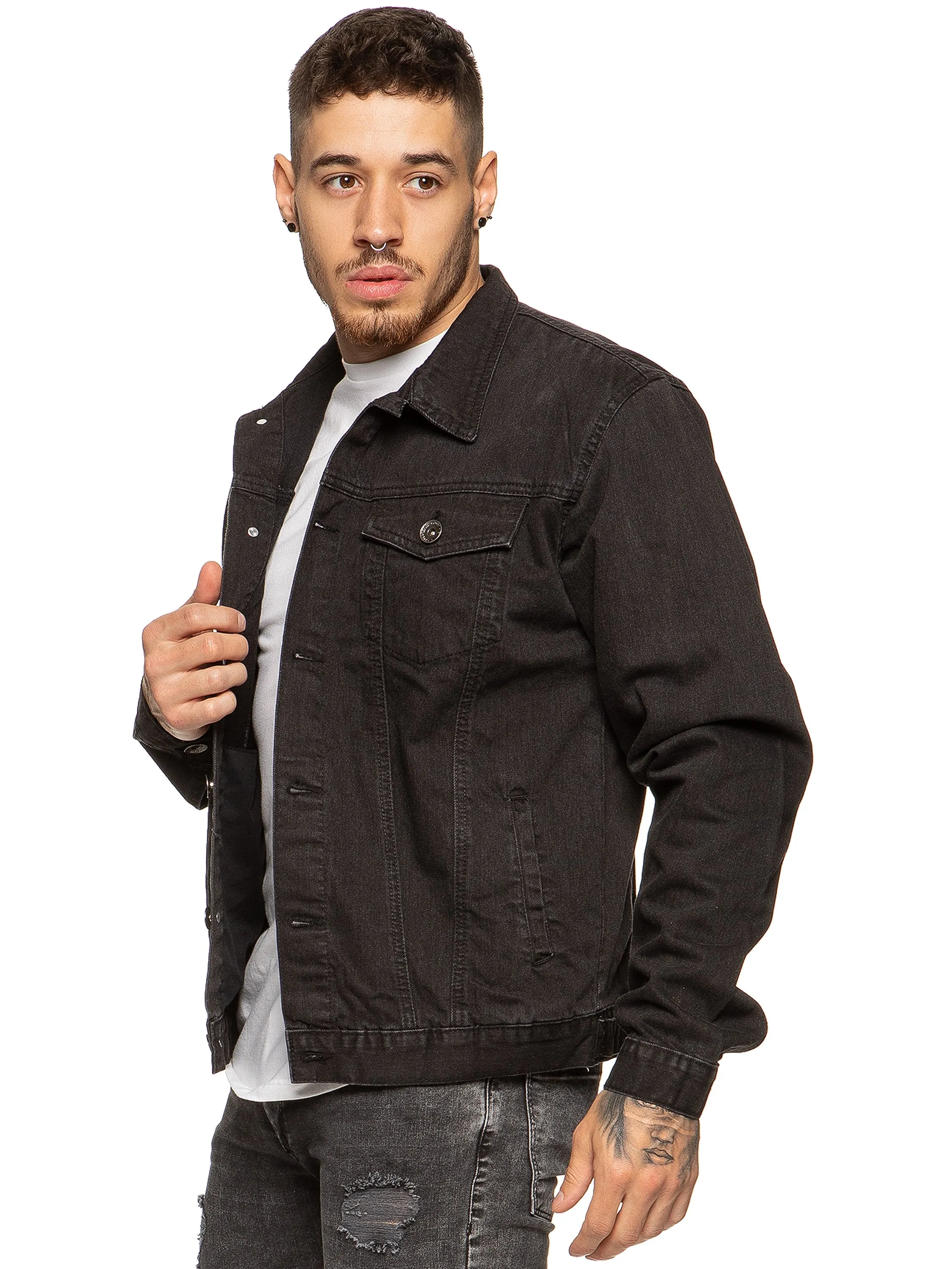 Mens Enzo Denim Designer Jacket - Black | Enzo Designer Menswear