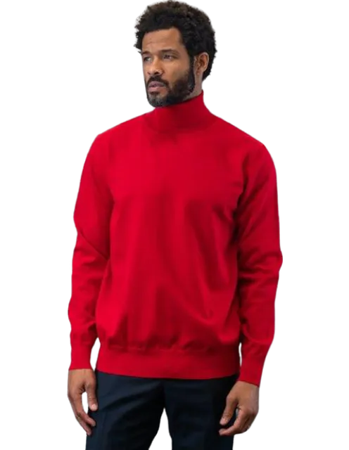 Men's Red Turtleneck Sweaters Light Blend Regular-Fit