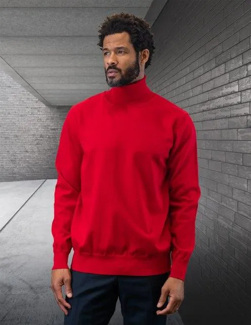 Men's Red Turtleneck Sweaters Light Blend Regular-Fit