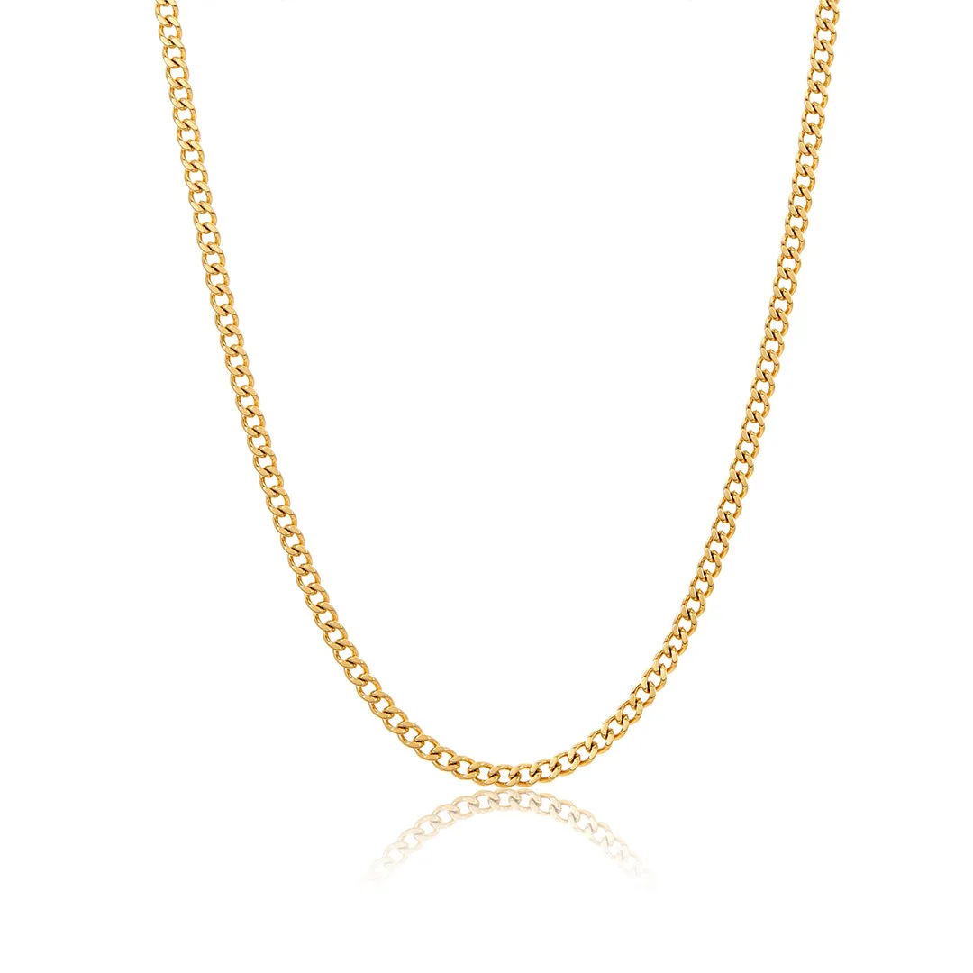 Men's Tarnish Resistant 14k Gold Plated 24" 3mm Cuban Curb Chain