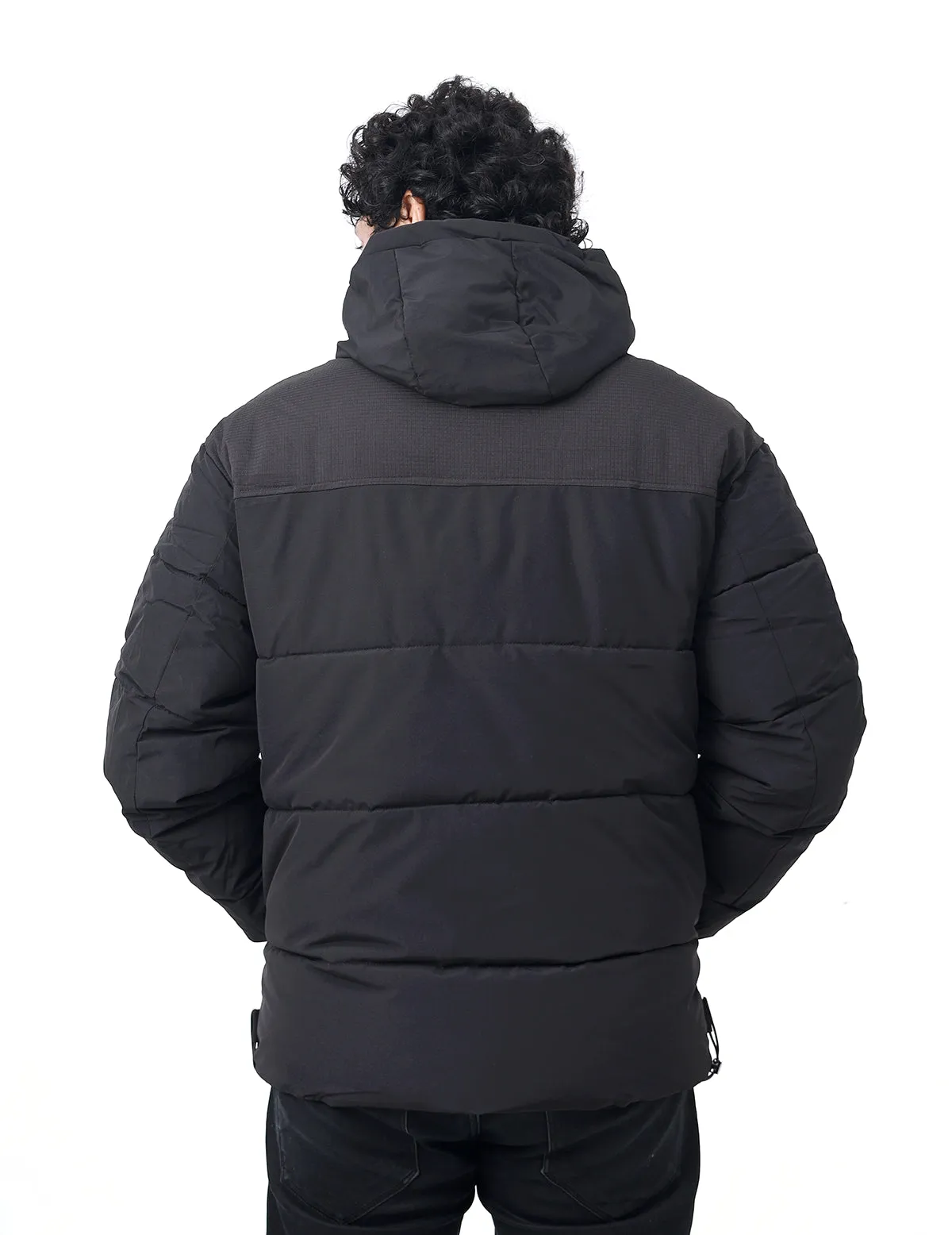 Men's Winter Wear Full Sleeves Hooded Quilted and Puffer Jacket - Black