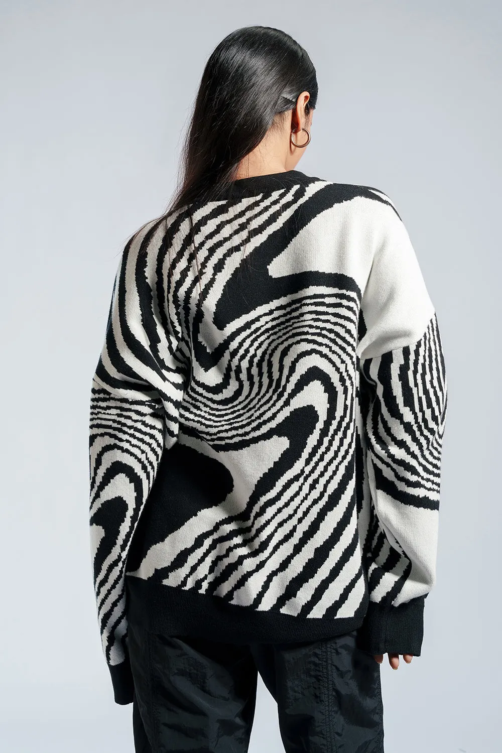 Midnight Black Swirl Oversized Sweater