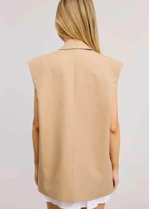 Mimosa Structured Oversized Beige Blazer Vest