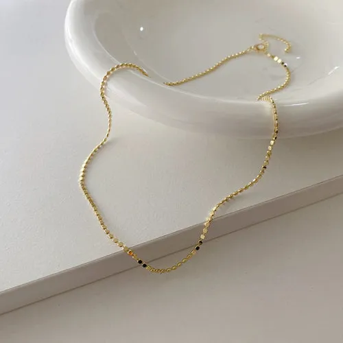 Minimalist Double Layers 14k herringbone Necklace