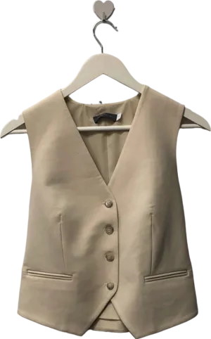 Mint Velvet Beige Button Front Waistcoat UK 10