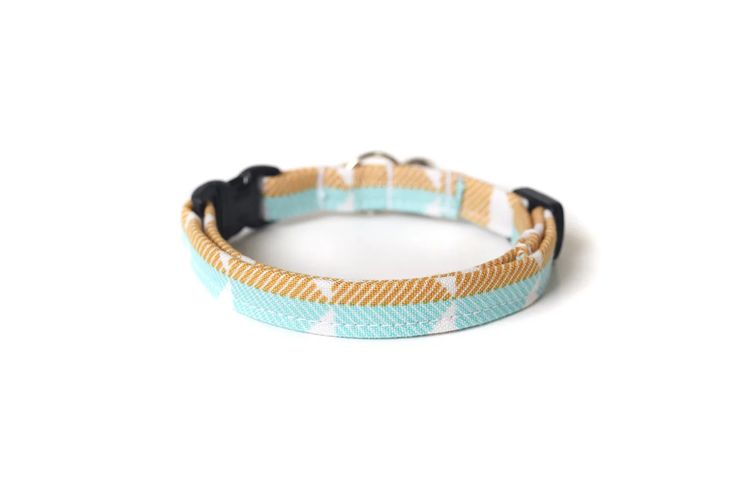 Modern Light Blue & Gold Cat Collar