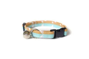 Modern Light Blue & Gold Cat Collar