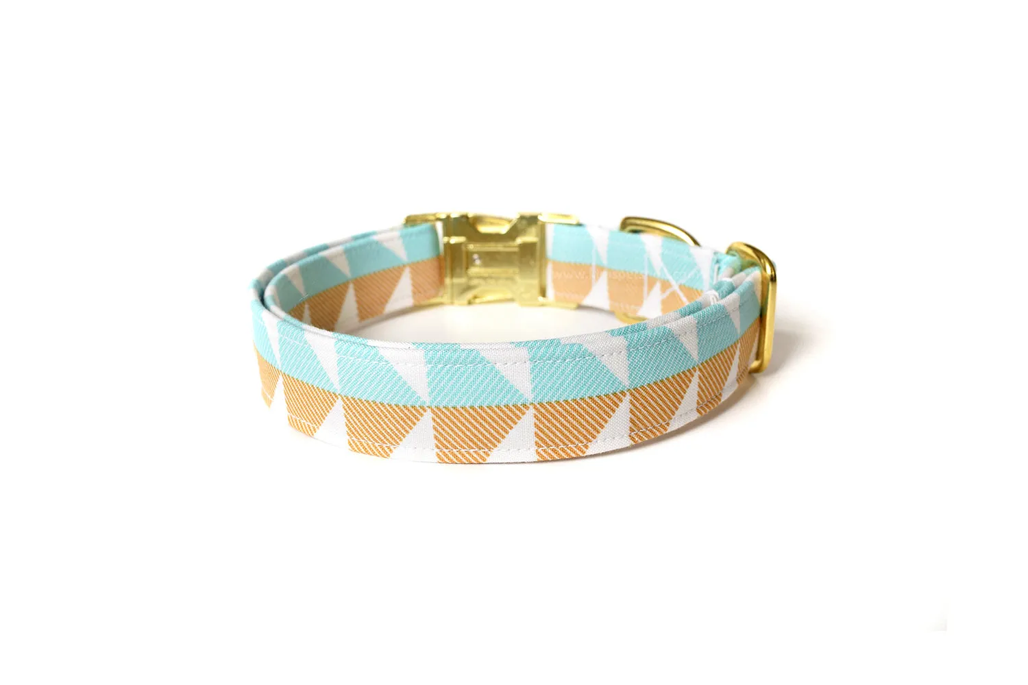 Modern Light Blue & Gold Dog Collar