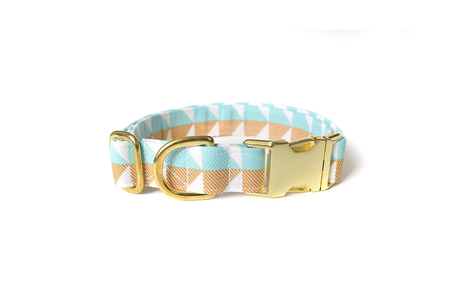 Modern Light Blue & Gold Dog Collar