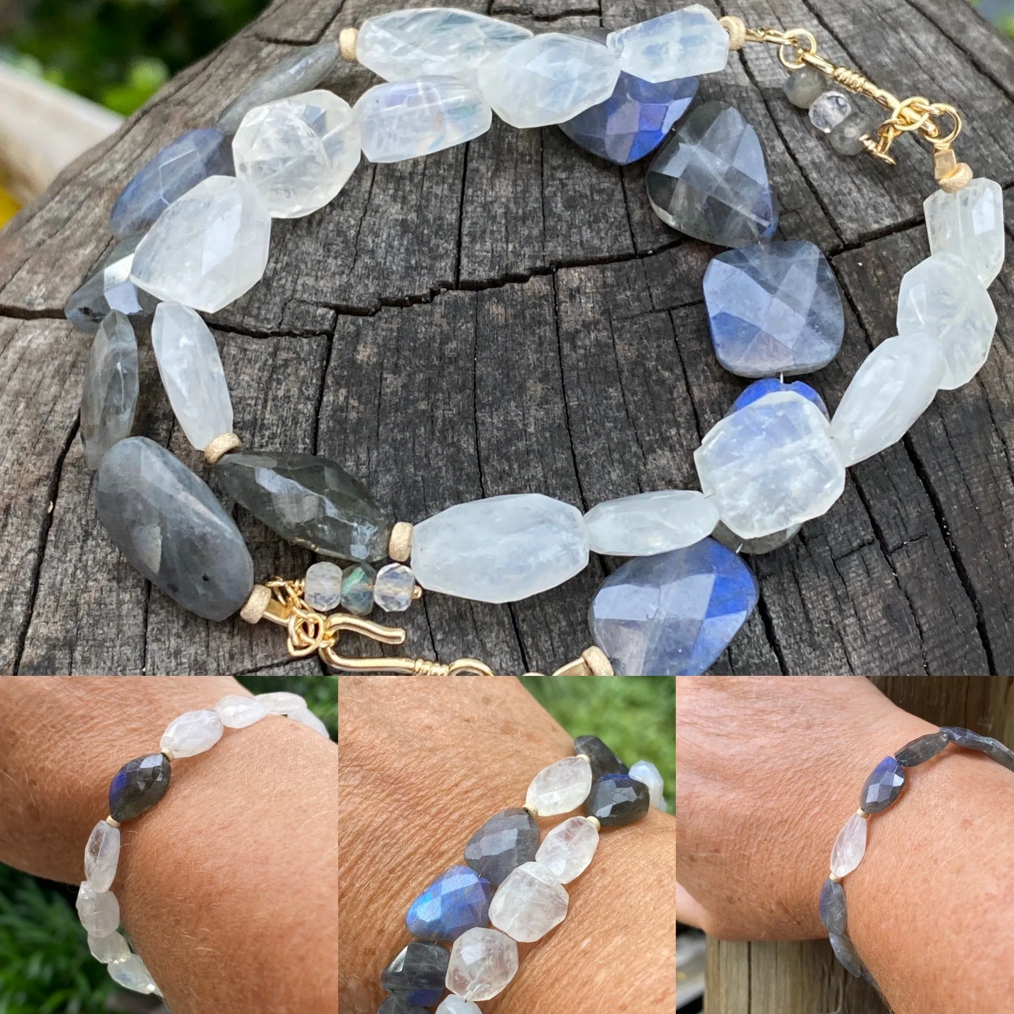 Moonlight Labradorite & Moonstone Gemstone Bracelet