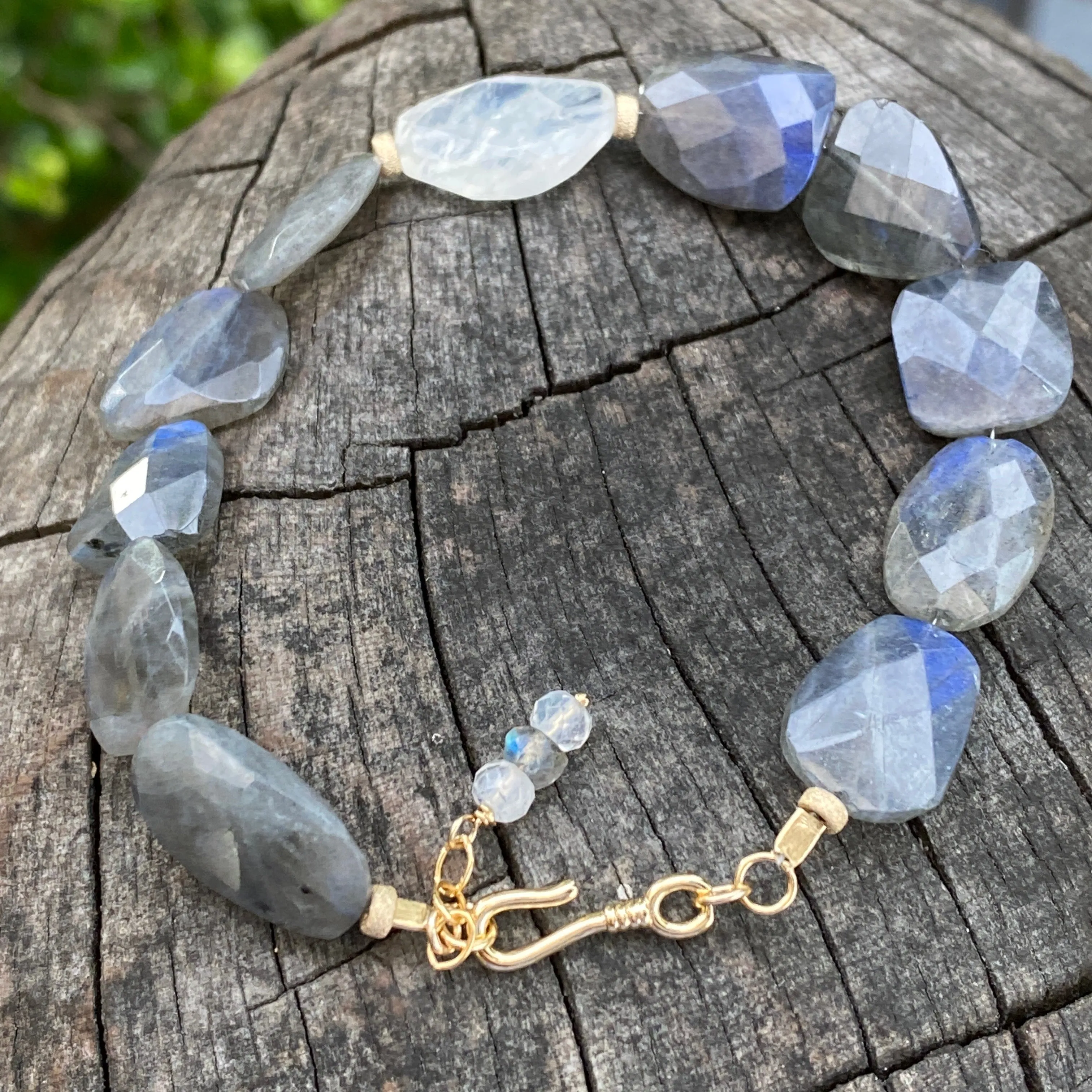 Moonlight Labradorite & Moonstone Gemstone Bracelet