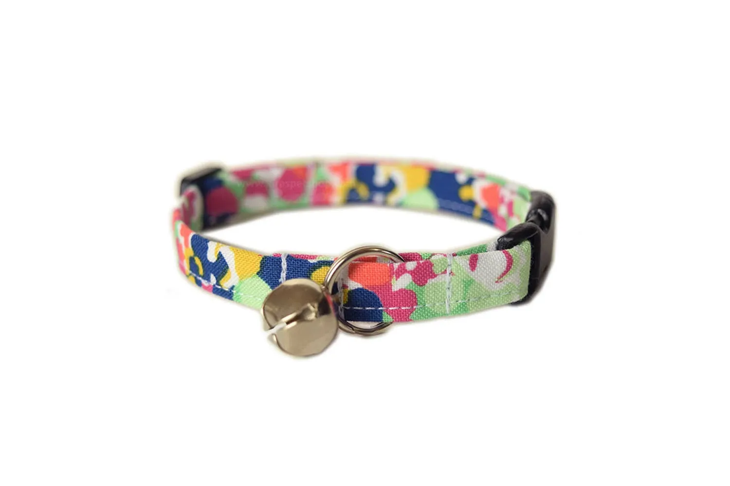 Mottled Green, Pink & Blue Floral Cat Collar