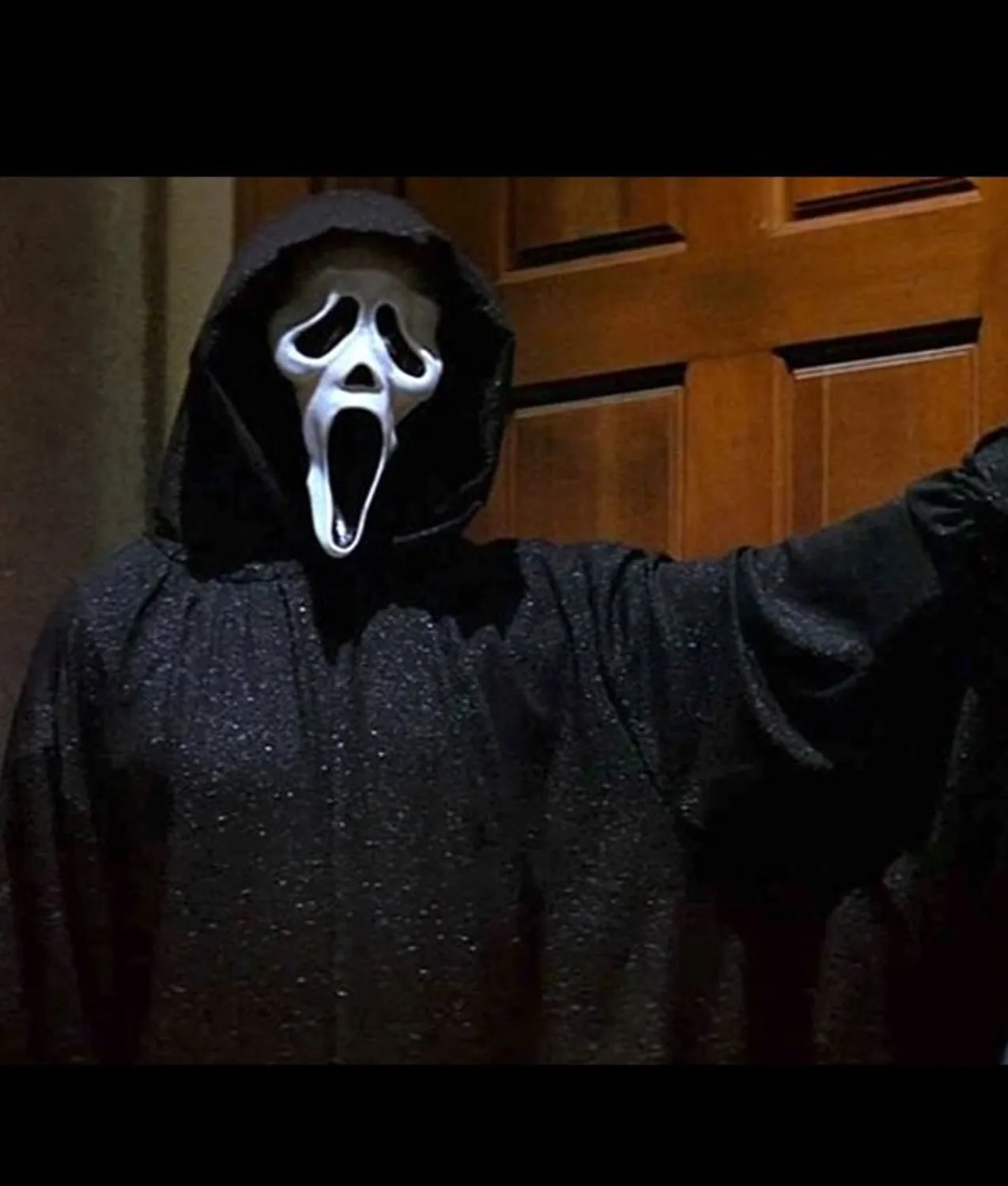 Movie Scream Ghost Black Hooded Cotton Long Coat