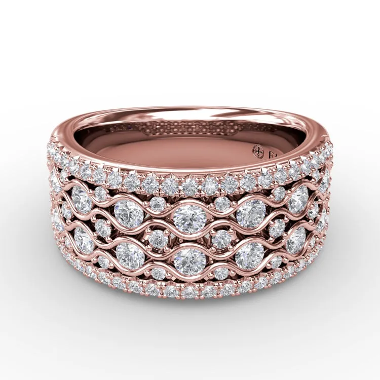 Multi-Row Pattern Diamond Band