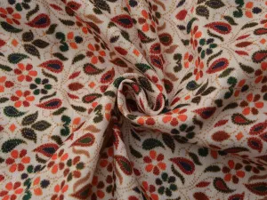 Multicolor Floral Semi Pashmina Wool Fabric