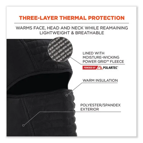 N-ferno 6955 Insulated 3-layer Balaclava Face Mask, Polartec Fr Pwr Grid Fleece/poly-spandex,black,ships In 1-3 Business Days