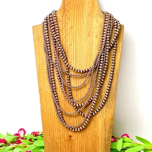 Nine Strand Faux Navajo Pearl Necklace in Copper Tone