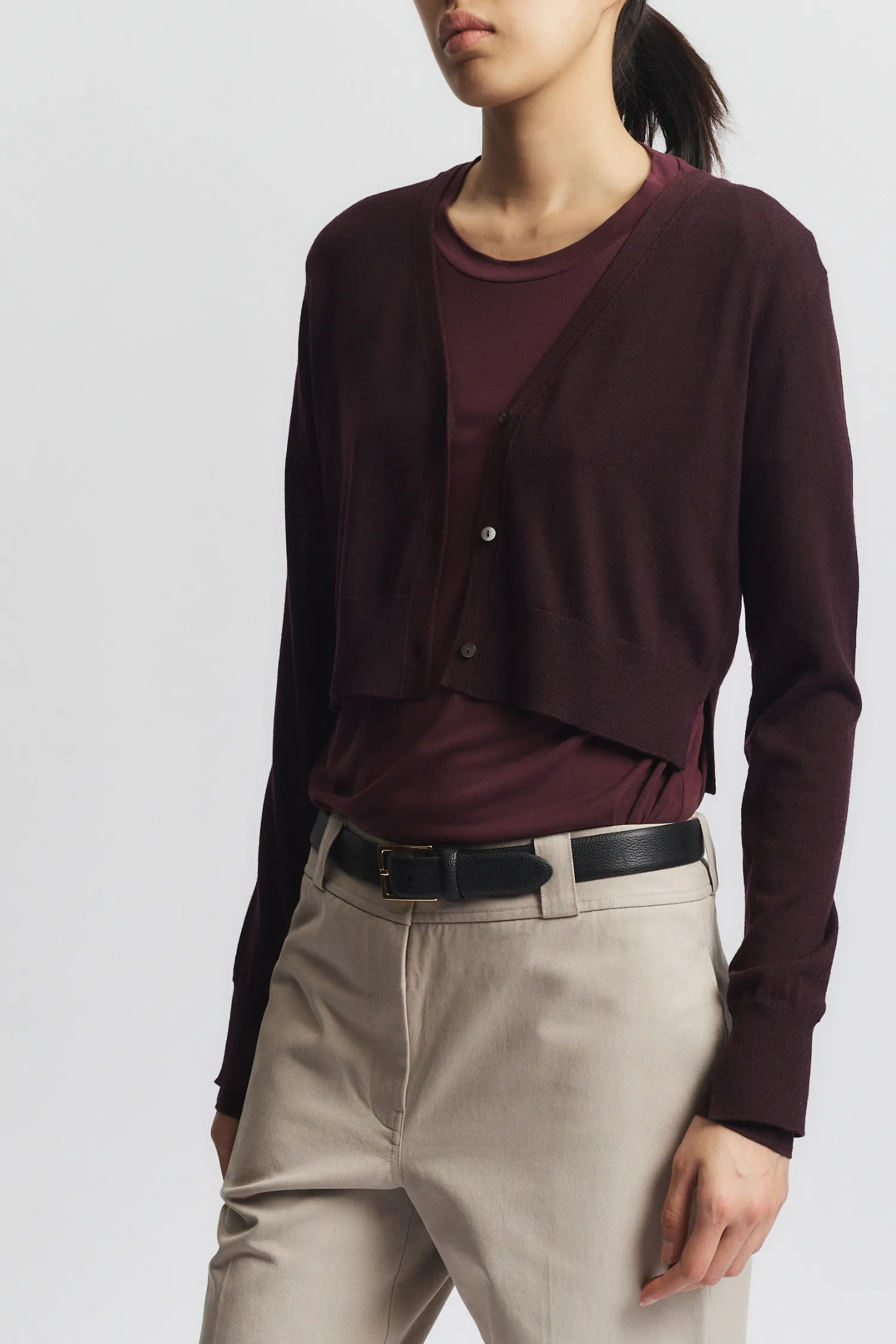 Nixon Cropped Cardigan, Grape